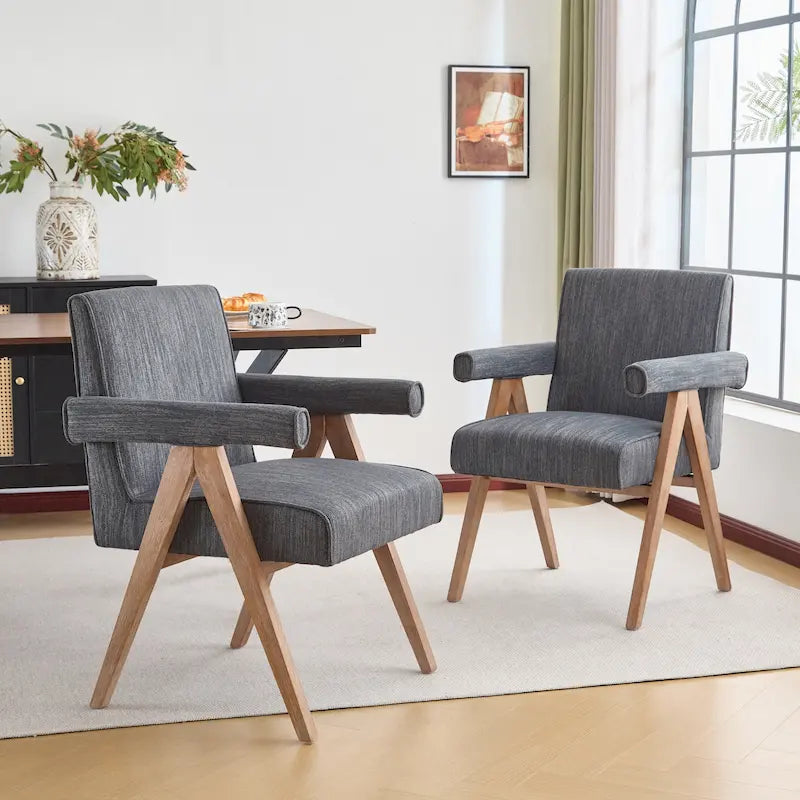 Chaise de salle à manger en tissu avec accoudoirs (lot de 2)
