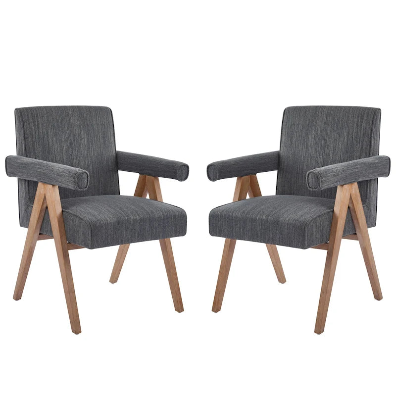 Chaise de salle à manger en tissu avec accoudoirs (lot de 2)