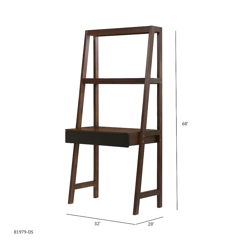 Bureau échelle avec tiroir simple et étagères intégrées