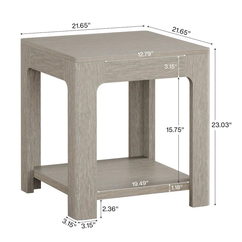 Table d'appoint à 2 niveaux avec étagère de rangement