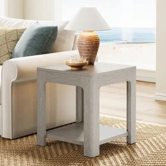 Table d'appoint à 2 niveaux avec étagère de rangement