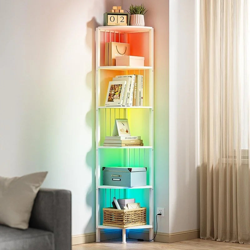 Étagère d'angle à 6 niveaux avec lumières LED