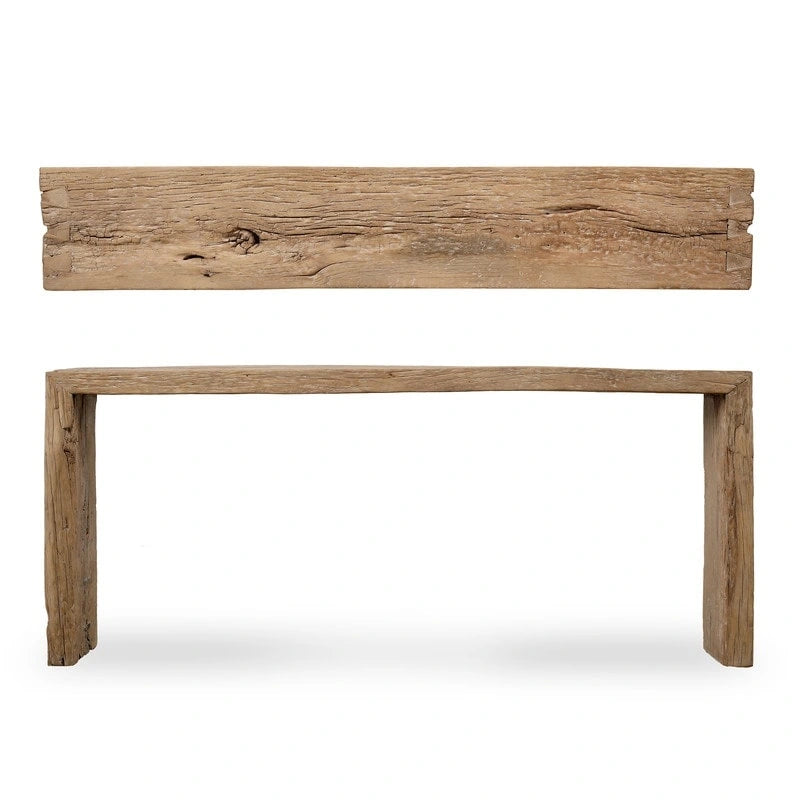 Console cascade vintage d'environ 1,80-2 mètres, bois naturel vieilli (taille et finition variables)