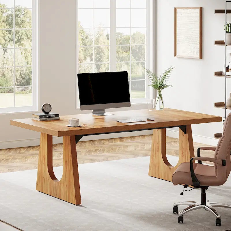 Grand bureau rectangulaire de 180 cm avec pieds en bois