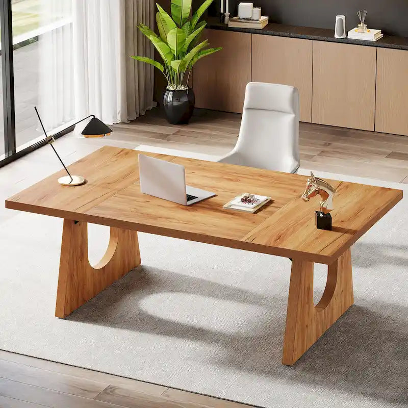 Grand bureau rectangulaire de 180 cm avec pieds en bois