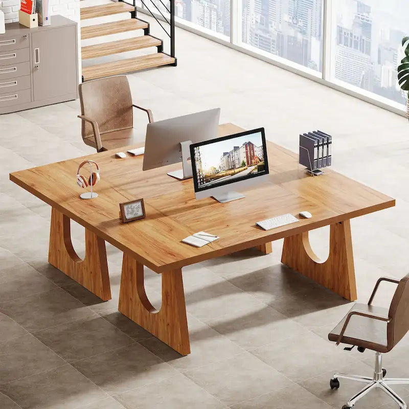 Grand bureau rectangulaire de 180 cm avec pieds en bois