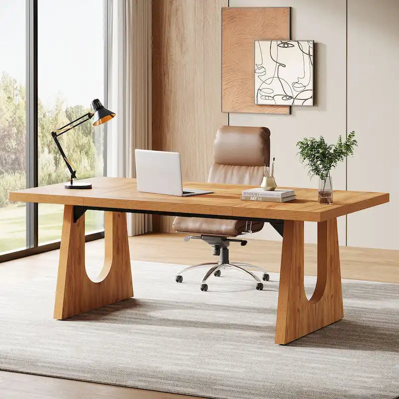 Grand bureau rectangulaire de 180 cm avec pieds en bois