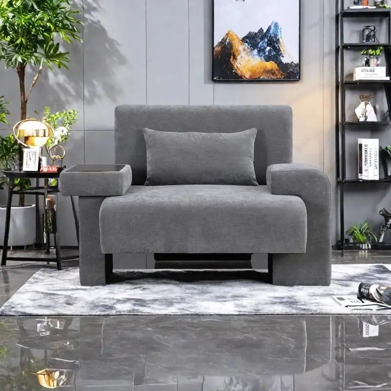 Fauteuil surdimensionné avec rangement et accoudoir asymétrique