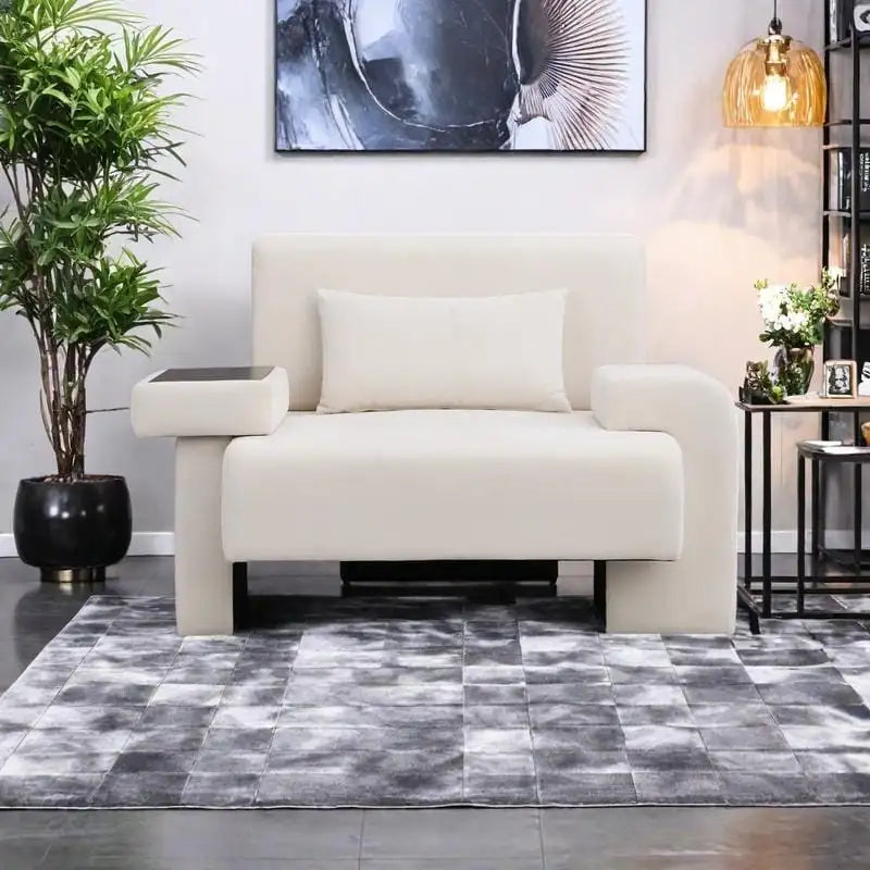 Fauteuil surdimensionné avec rangement et accoudoir asymétrique