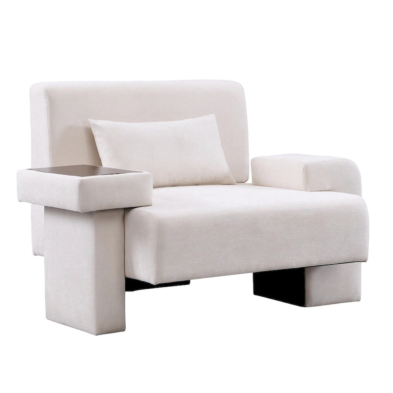 Fauteuil surdimensionné avec rangement et accoudoir asymétrique