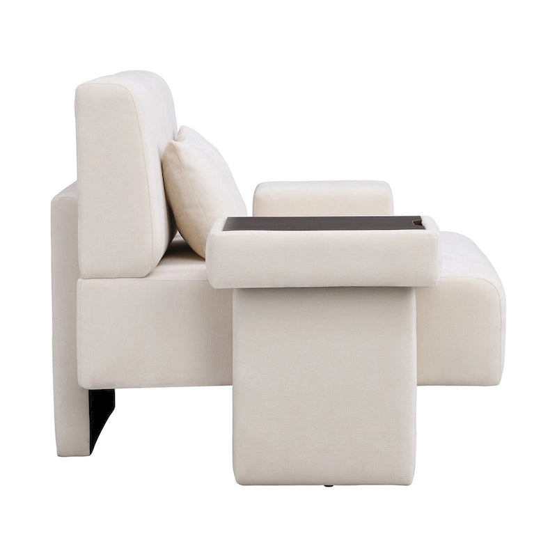Fauteuil surdimensionné avec rangement et accoudoir asymétrique