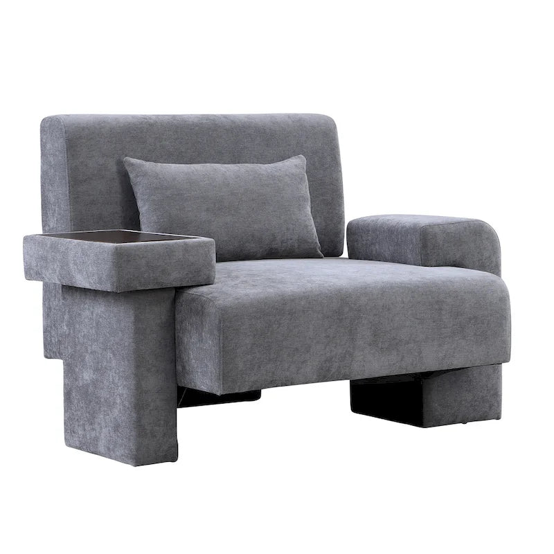 Fauteuil surdimensionné avec rangement et accoudoir asymétrique