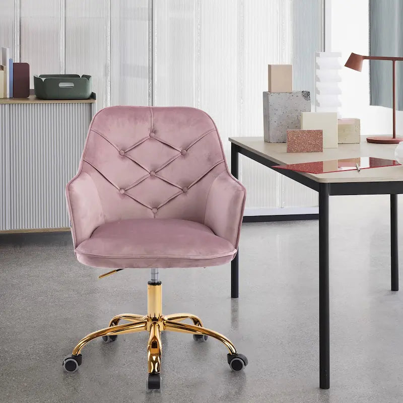 Chaise de bureau pivotante en velours à hauteur réglable