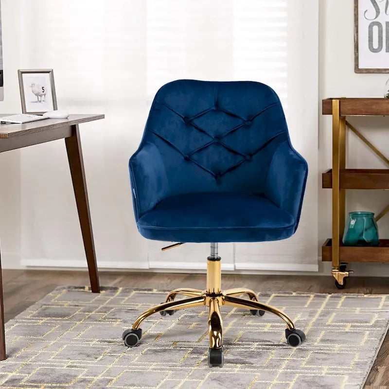 Chaise de bureau pivotante en velours à hauteur réglable