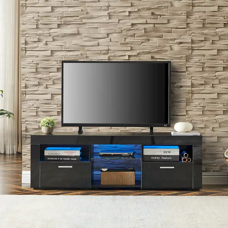 Meuble TV de 130 cm avec lumières LED pour téléviseurs jusqu'à 175 cm