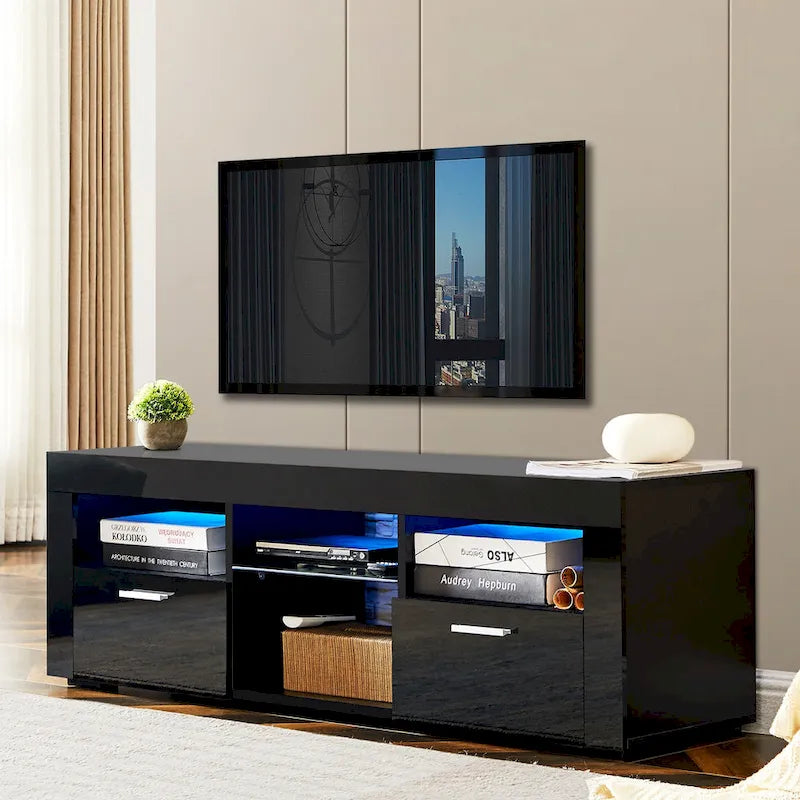 Meuble TV de 130 cm avec lumières LED pour téléviseurs jusqu'à 175 cm