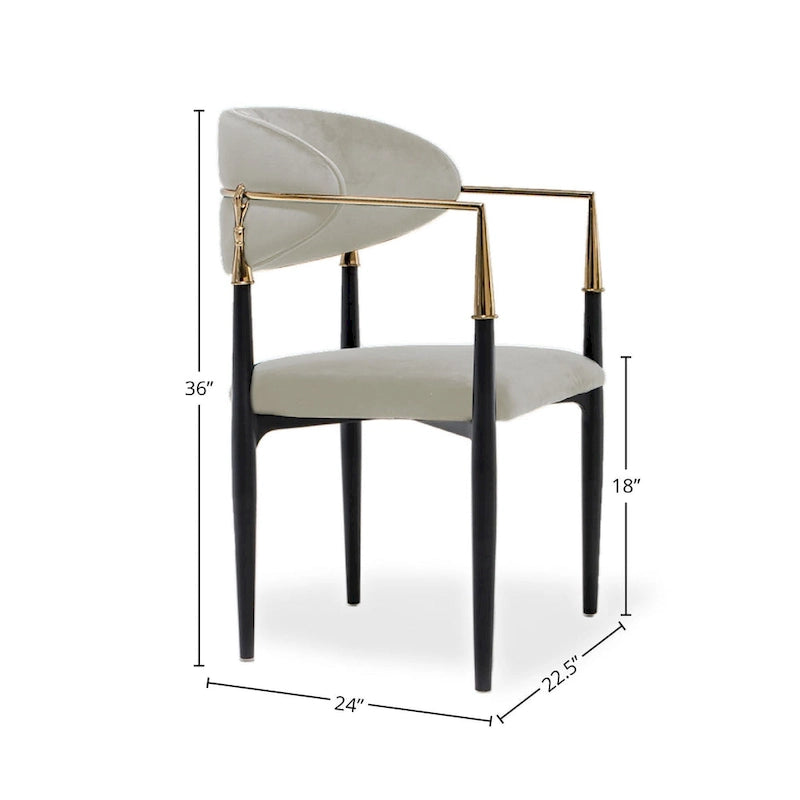 Chaise de salle à manger en velours et acier inoxydable doré