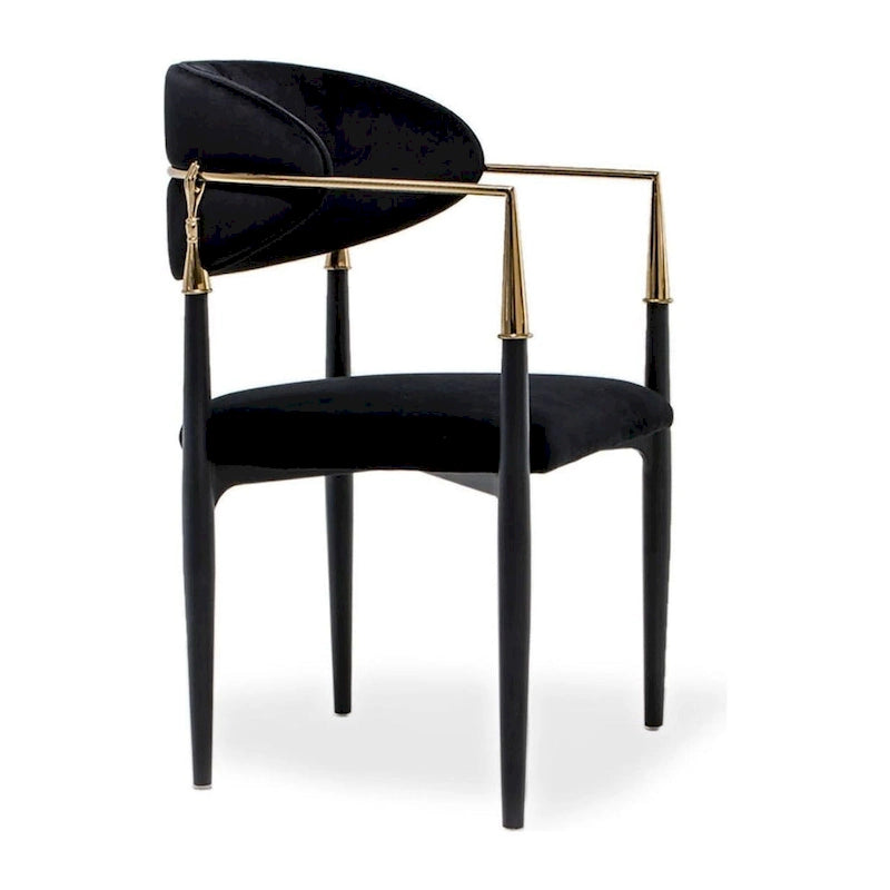 Chaise de salle à manger en velours et acier inoxydable doré