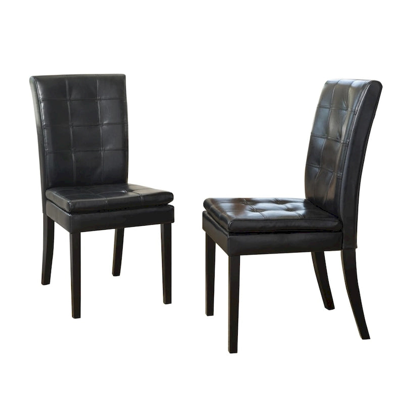 Chaise de salle à manger en cuir noir (lot de 2)