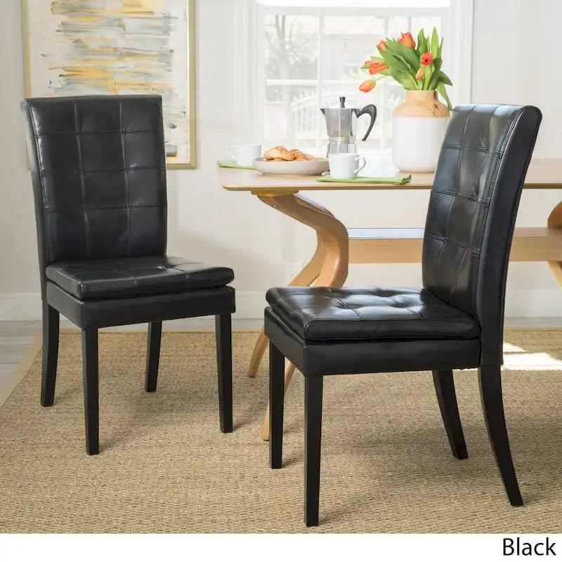 Chaise de salle à manger en cuir noir (lot de 2)