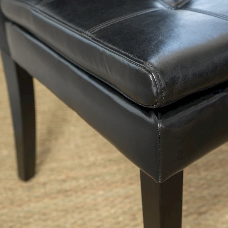 Chaise de salle à manger en cuir noir (lot de 2)