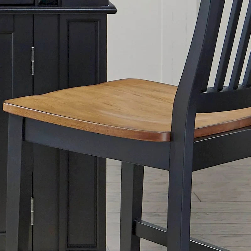 Tabouret de comptoir noir et chêne vieilli de 24 pouces