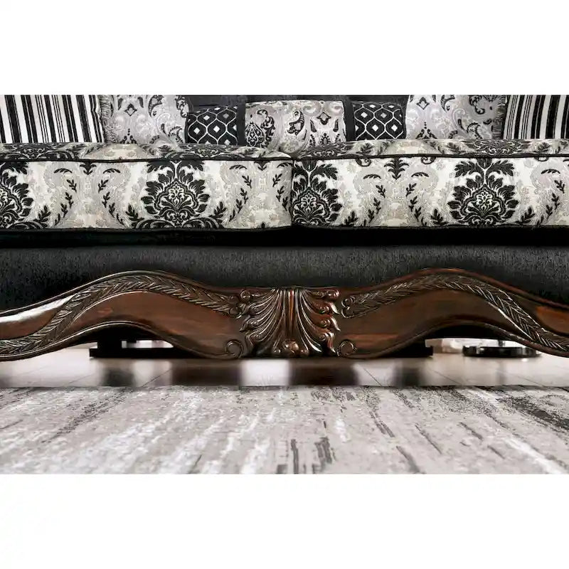 Causeuse semi-ferme en tissu noir traditionnel
