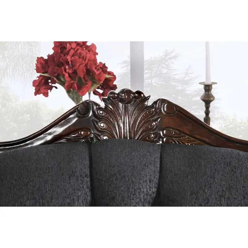 Causeuse semi-ferme en tissu noir traditionnel