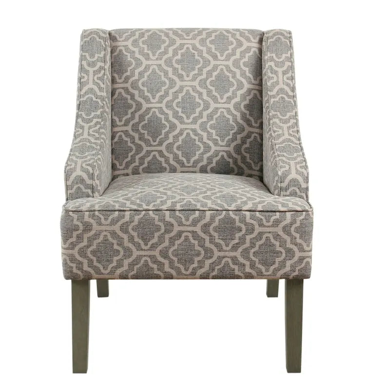 Fauteuil d'appoint Ash Gray à motif géométrique classique