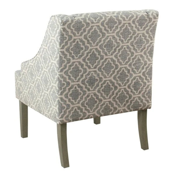 Fauteuil d'appoint Ash Gray à motif géométrique classique