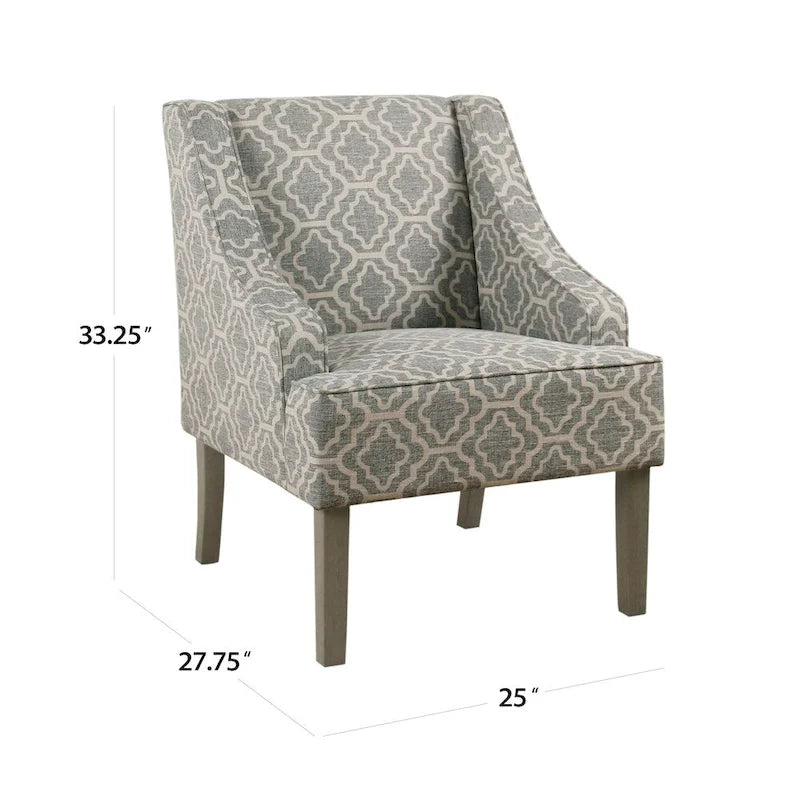 Fauteuil d'appoint Ash Gray à motif géométrique classique