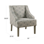 Fauteuil d'appoint Ash Gray à motif géométrique classique
