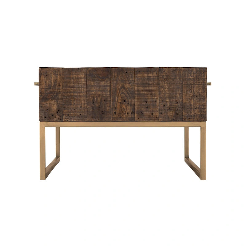 Table basse avec tiroir en métal marron foncé et or de 47"