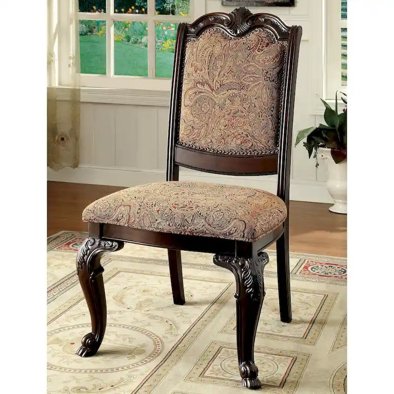 Chaises de salle à manger en tissu cerisier traditionnelles (lot de 2)