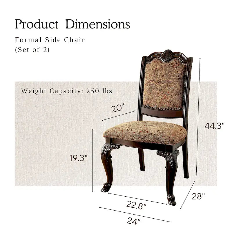 Chaises de salle à manger en tissu cerisier traditionnelles (lot de 2)