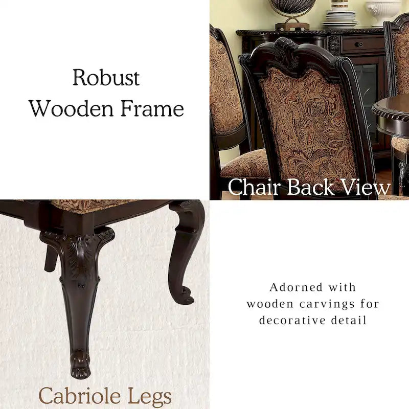 Chaises de salle à manger en tissu cerisier traditionnelles (lot de 2)