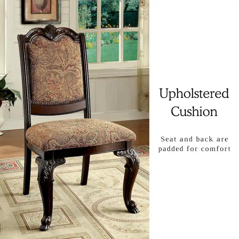 Chaises de salle à manger en tissu cerisier traditionnelles (lot de 2)