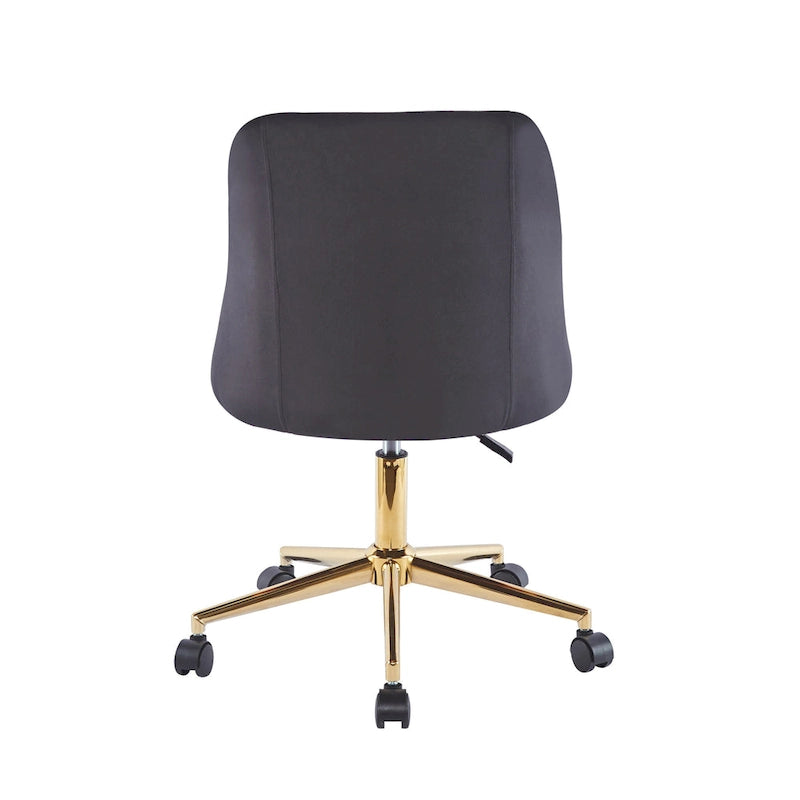 Chaise de bureau pivotante avec revêtement en velours et pieds en chrome doré