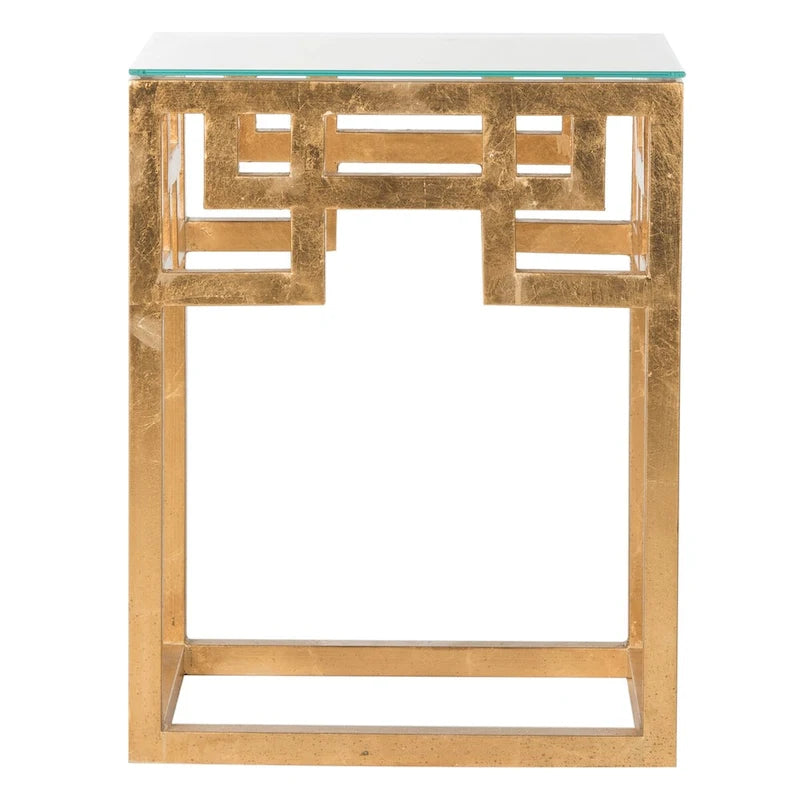 Table d'appoint feuille d'or antique - 40,6 cm L x 30,5 cm P x 53,3 cm H