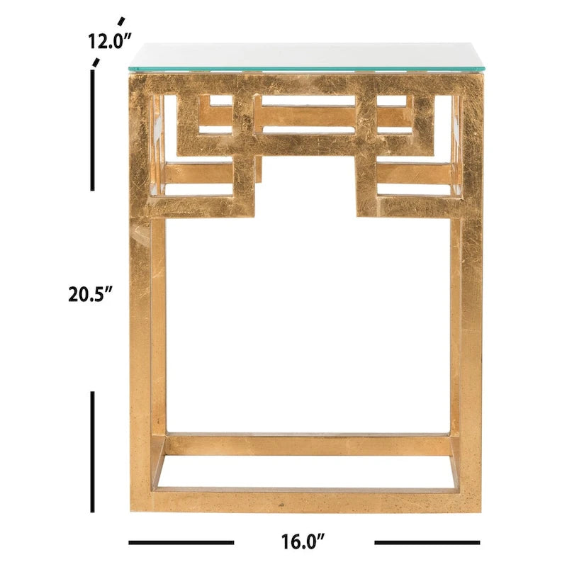 Table d'appoint feuille d'or antique - 40,6 cm L x 30,5 cm P x 53,3 cm H
