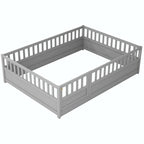 Lit au sol pour enfant avec cadre clôturé – Grand lit double et lit simple