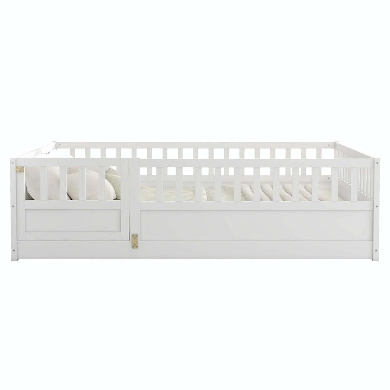 Lit au sol pour enfant avec cadre clôturé – Grand lit double et lit simple