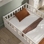 Lit au sol pour enfant avec cadre clôturé – Grand lit double et lit simple