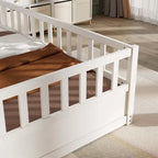Lit au sol pour enfant avec cadre clôturé – Grand lit double et lit simple