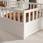 Lit au sol pour enfant avec cadre clôturé – Grand lit double et lit simple