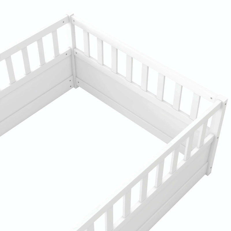 Lit au sol pour enfant avec cadre clôturé – Grand lit double et lit simple