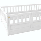 Lit au sol pour enfant avec cadre clôturé – Grand lit double et lit simple