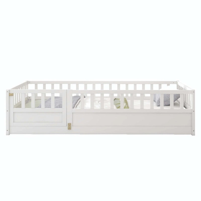 Lit au sol pour enfant avec cadre clôturé – Grand lit double et lit simple