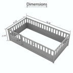 Lit au sol pour enfant avec cadre clôturé – Grand lit double et lit simple