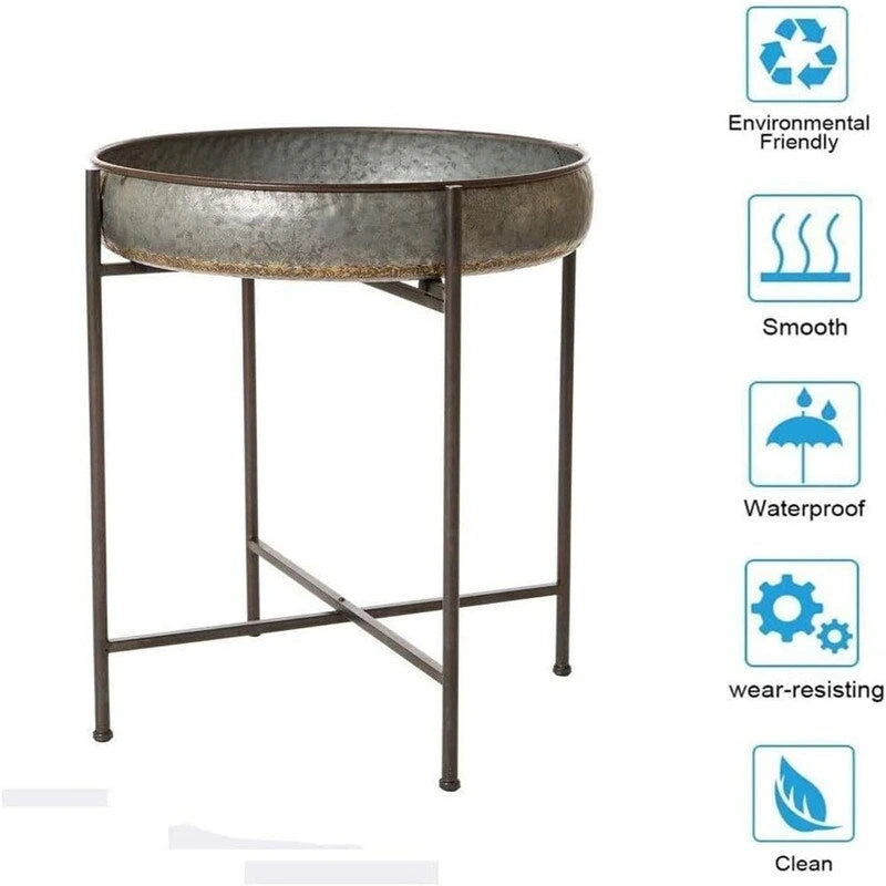 Table d'appoint ronde en métal à 4 pieds - 22,44P x 22,44L x 25,79H